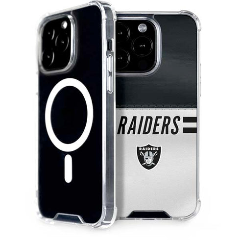 NFL Las Vegas Raiders White Striped iPhone 14 Pro MagSafe Case