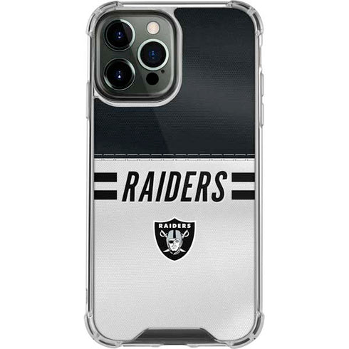 NFL Las Vegas Raiders White Striped iPhone 15 Pro Max Clear Case