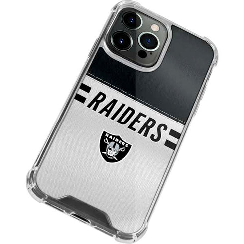 NFL Las Vegas Raiders White Striped iPhone 14 Pro Max Clear Case