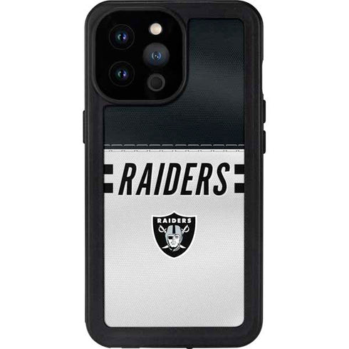 NFL Las Vegas Raiders White Striped iPhone 14 Pro Max Waterproof Case