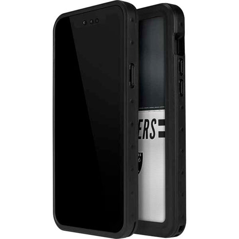 NFL Las Vegas Raiders White Striped iPhone 14 Pro Max Waterproof Case