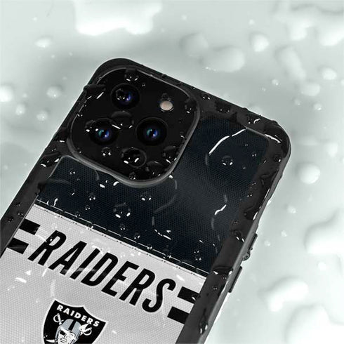 NFL Las Vegas Raiders White Striped iPhone 14 Pro Max Waterproof Case