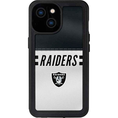 NFL Las Vegas Raiders White Striped iPhone 15 Waterproof Case