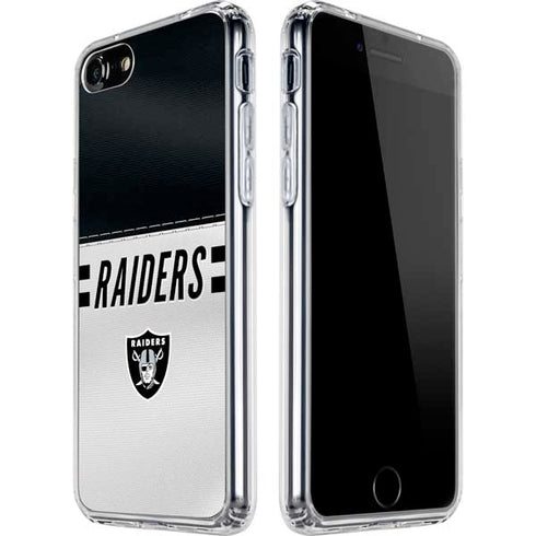 NFL Las Vegas Raiders White Striped iPhone SE (2nd & 3rd Gen) Clear Case