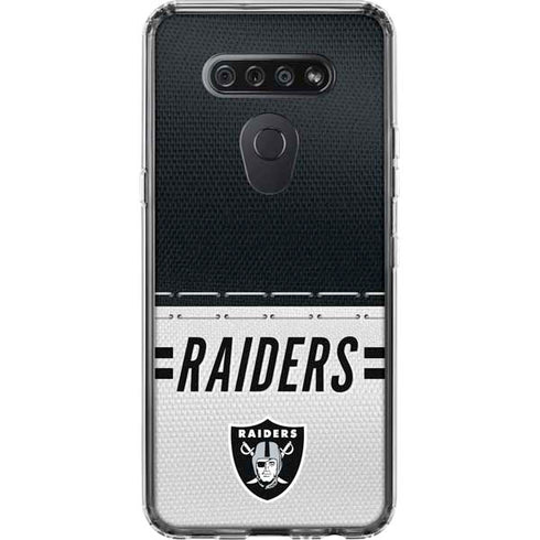 NFL Las Vegas Raiders White Striped LG K51/Q51 Clear Case
