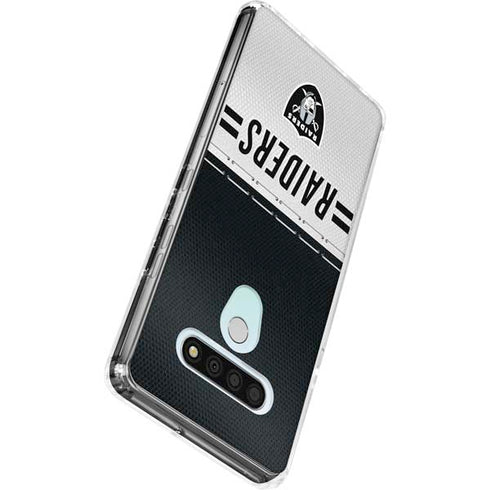 NFL Las Vegas Raiders White Striped LG Stylo 6 Clear Case