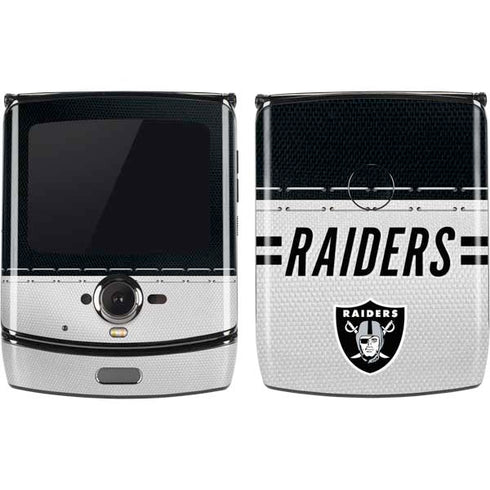 NFL Las Vegas Raiders White Striped Motorola RAZR Skin