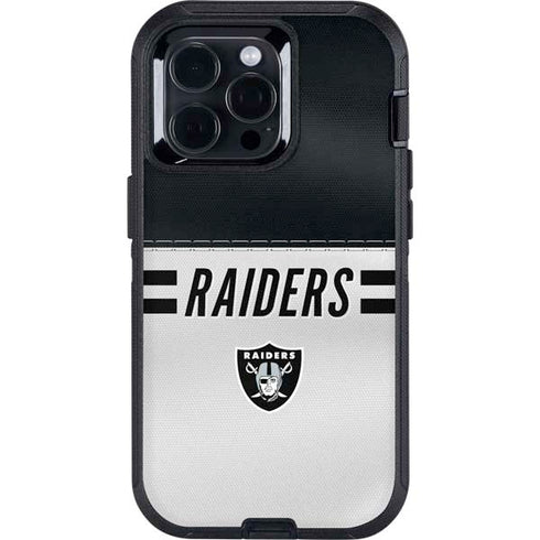 NFL Las Vegas Raiders White Striped Otterbox Defender iPhone Skin