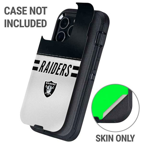 NFL Las Vegas Raiders White Striped Otterbox Defender iPhone Skin