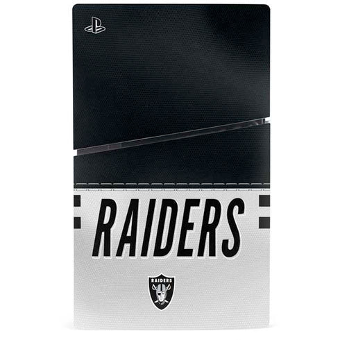 NFL Las Vegas Raiders White Striped PS5 Slim Disk Bundle Skin