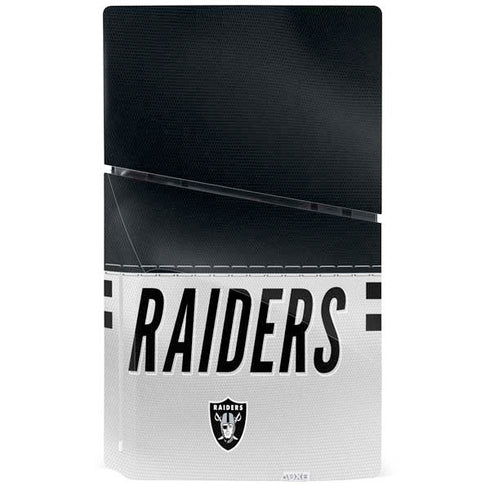 NFL Las Vegas Raiders White Striped PS5 Slim Disk Bundle Skin