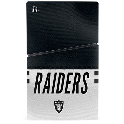 NFL Las Vegas Raiders White Striped PS5 Slim Disk Console Skin