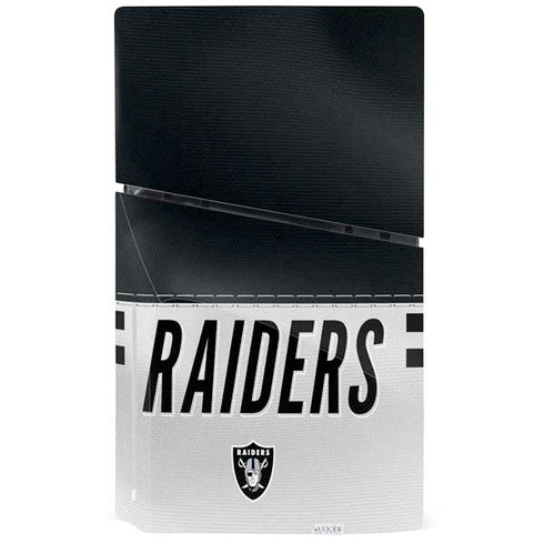NFL Las Vegas Raiders White Striped PS5 Slim Disk Console Skin