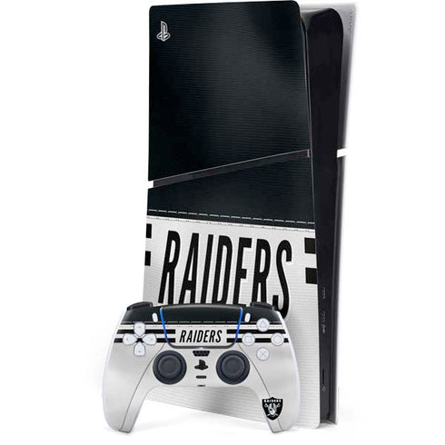 NFL Las Vegas Raiders White Striped PS5 Slim Digital Edition Bundle Skin