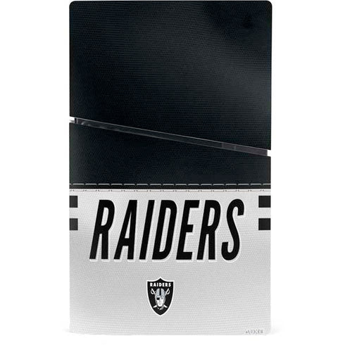 NFL Las Vegas Raiders White Striped PS5 Slim Digital Edition Console Skin