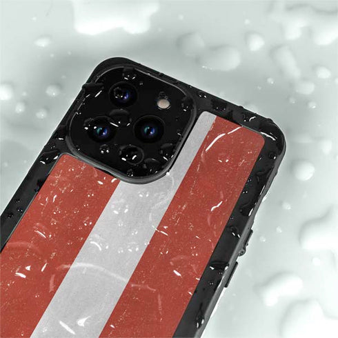 Latvia Flag Distressed iPhone 14 Pro Max Waterproof Case