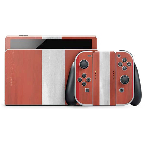 Latvia Flag Distressed Nintendo Switch OLED (2021) Skin