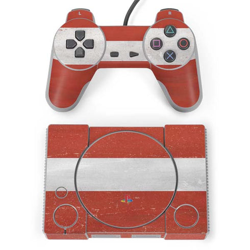 Latvia Flag Distressed PlayStation Classic Bundle Skin