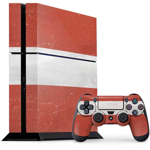 Latvia Flag Distressed PS4 Console and Controller Bundle Skin