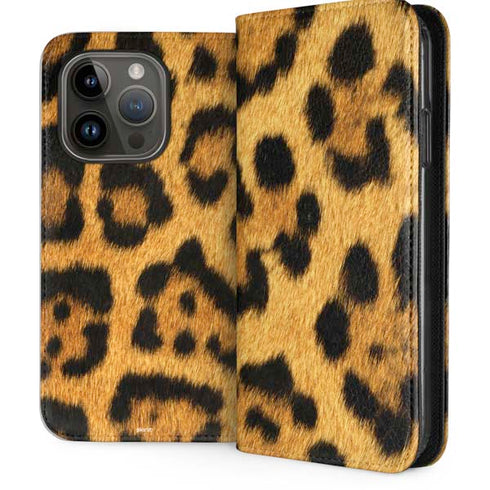 Leopard Animal Print iPhone 14 Pro Folio Case