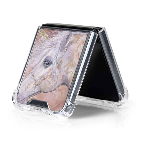Licorne Florale Rose Unicorn by Laurie Prindle Galaxy Z Flip5 5G Clear Case