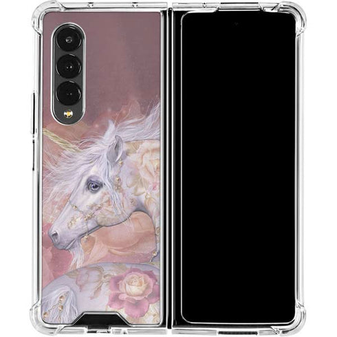 Laurie Prindle Licorne Florale Rose Unicorn Galaxy Z Fold4 5G Clear Case
