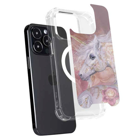 Licorne Florale Rose Unicorn by Laurie Prindle iPhone 15 Pro MagSafe Case