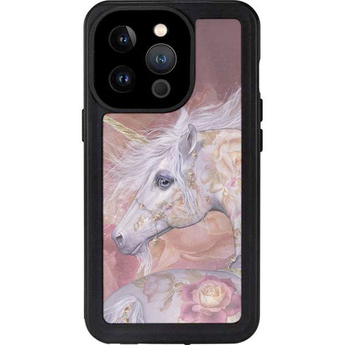 Laurie Prindle Licorne Florale Rose Unicorn iPhone 14 Pro Waterproof Case