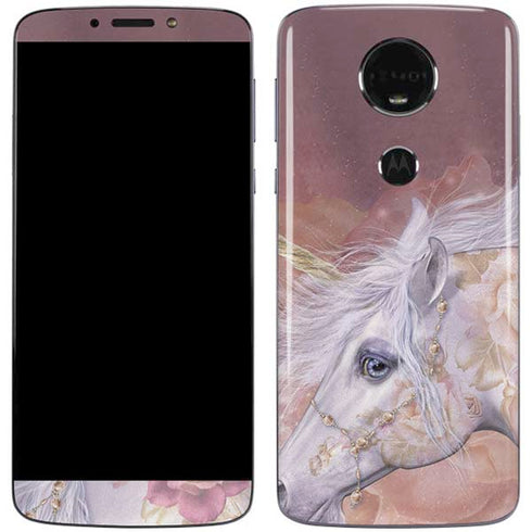 Laurie Prindle Licorne Florale Rose Unicorn Moto E5 Plus Skin
