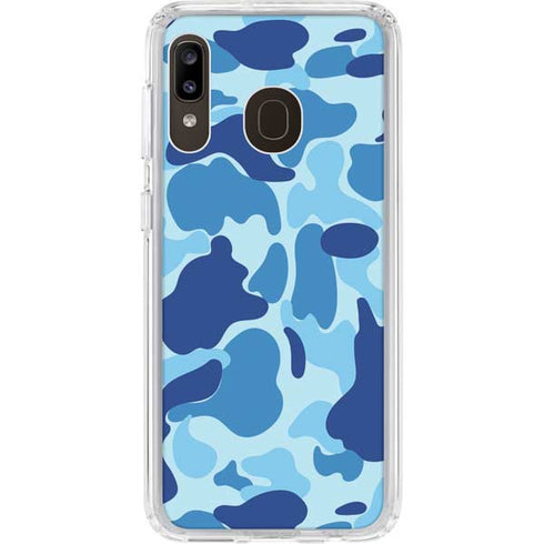 Light Blue Street Camo Galaxy A20 Clear Case