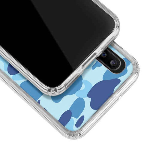 Light Blue Street Camo Galaxy A20 Clear Case