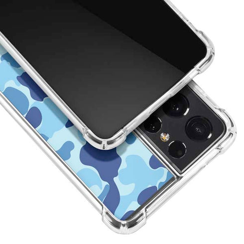 Light Blue Street Camo Galaxy S21 Ultra 5G Clear Case
