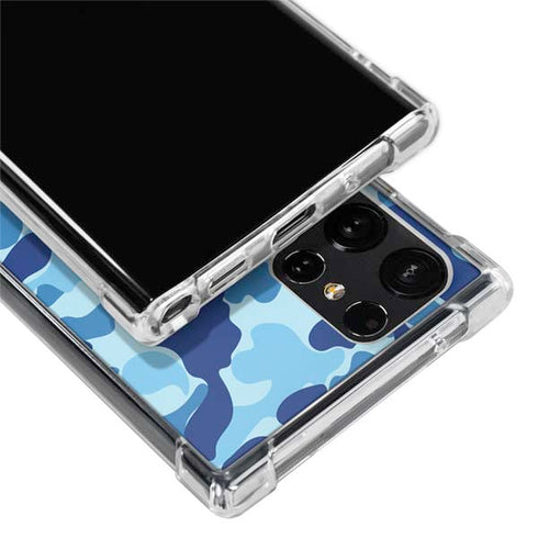 Light Blue Street Camo Galaxy S22 Ultra Clear Case
