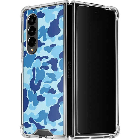 Light Blue Street Camo Galaxy Z Fold4 5G Clear Case