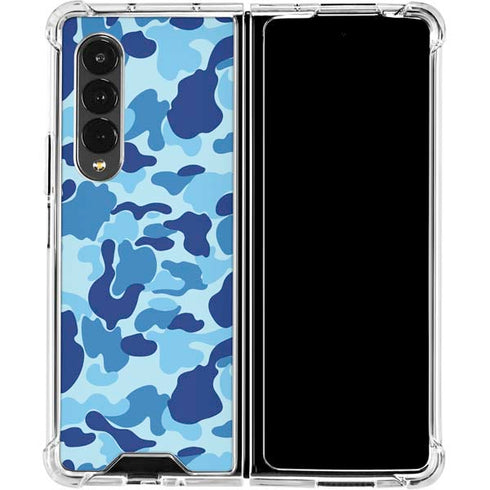 Light Blue Street Camo Galaxy Z Fold4 5G Clear Case