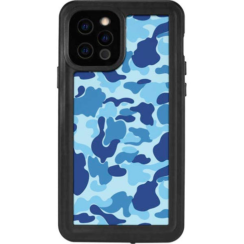 Light Blue Street Camo iPhone 12 Pro Waterproof Case