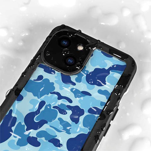 Light Blue Street Camo iPhone 13 Mini Waterproof Case