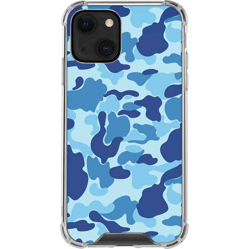 Light Blue Street Camo iPhone 14 Plus Clear Case