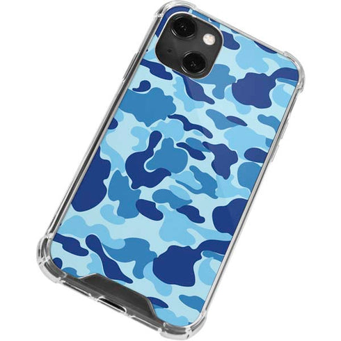 Light Blue Street Camo iPhone 14 Plus Clear Case