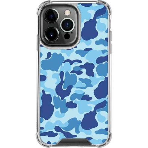 Light Blue Street Camo iPhone 14 Pro Clear Case