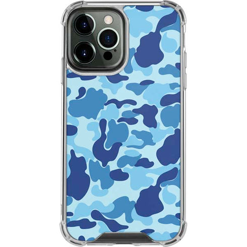 Light Blue Street Camo iPhone 14 Pro Max Clear Case