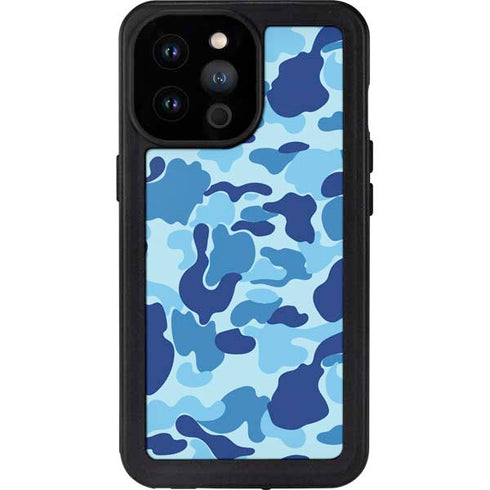 Light Blue Street Camo iPhone 14 Pro Max Waterproof Case