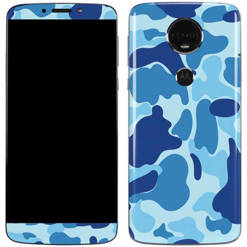 Light Blue Street Camo Moto E5 Plus Skin
