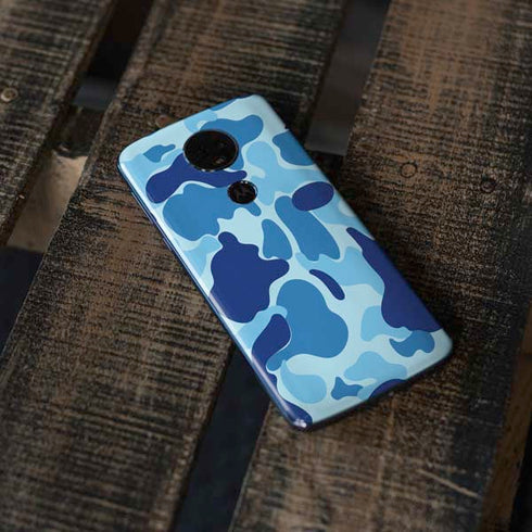 Light Blue Street Camo Moto E5 Plus Skin
