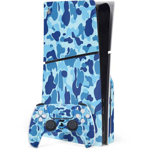 Light Blue Street Camo PS5 Slim Disk Bundle Skin
