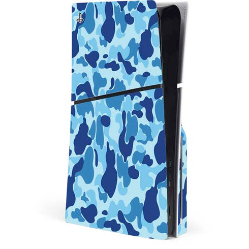 Light Blue Street Camo PS5 Slim Disk Console Skin