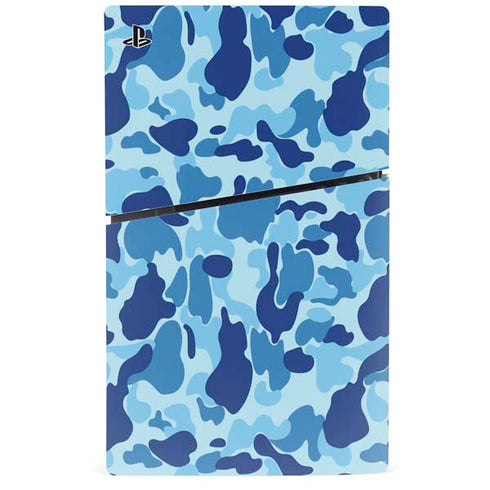 Light Blue Street Camo PS5 Slim Disk Console Skin