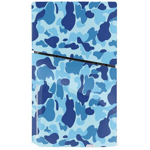 Light Blue Street Camo PS5 Slim Disk Console Skin