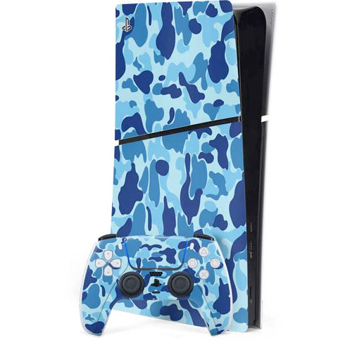 Light Blue Street Camo PS5 Slim Digital Edition Console Skin