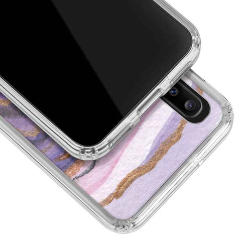 Lilac Watercolor Geode Galaxy A20 Clear Case
